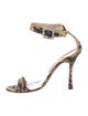 Manolo Blahnik Satin Animal Print Sandals