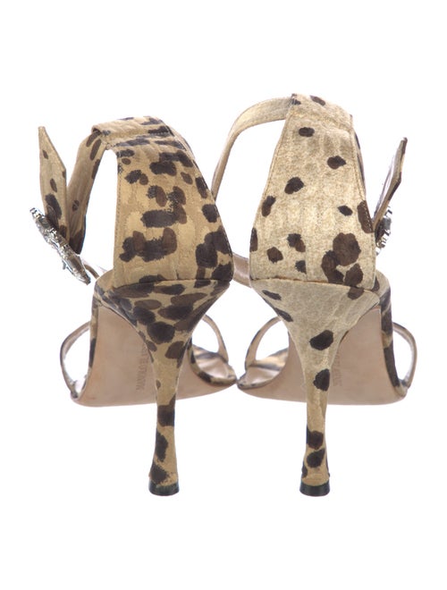Manolo Blahnik Satin Animal Print Sandals
