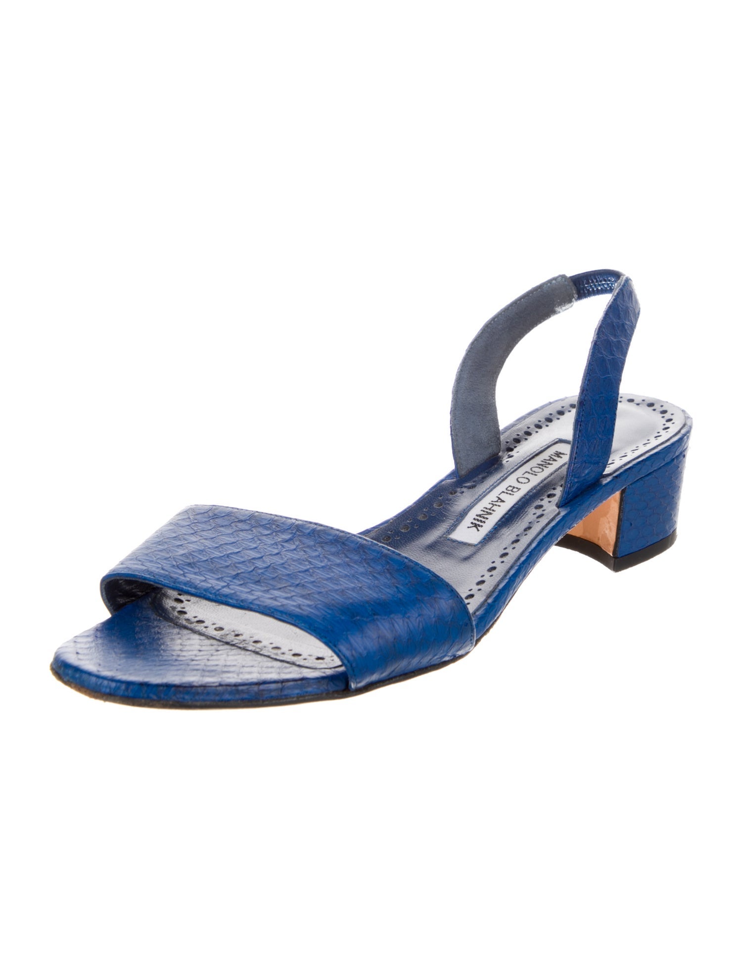 Manolo Blahnik Snakeskin Slingback Sandals