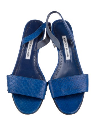 Manolo Blahnik Snakeskin Slingback Sandals