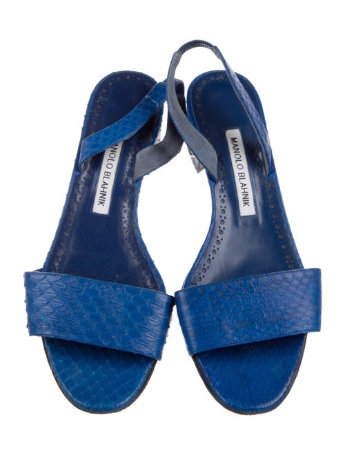Manolo Blahnik Snakeskin Slingback Sandals