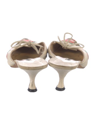 Manolo Blahnik Floral Print Embroidered Accent Mules