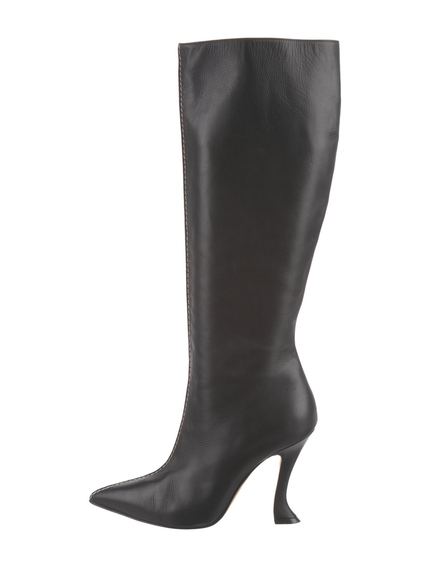 Manolo Blahnik Leather Embroidered Accent Boots