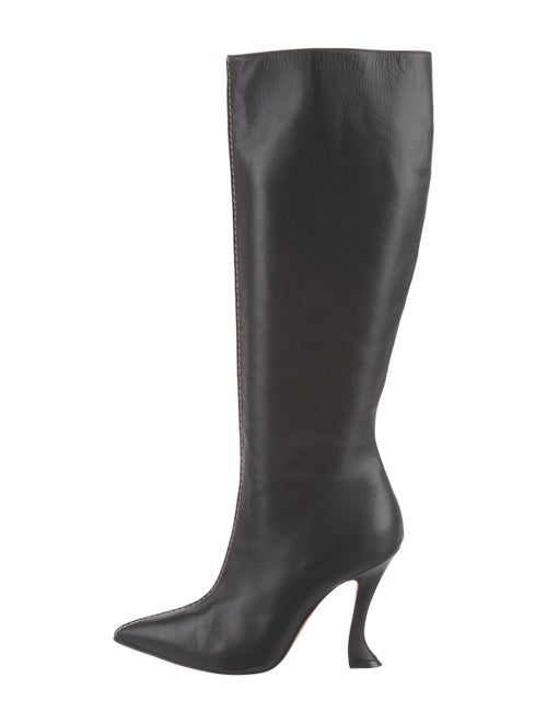 Manolo Blahnik Leather Embroidered Accent Boots