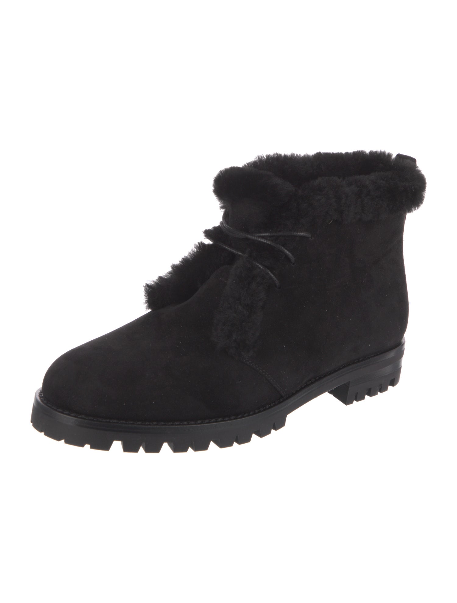 Manolo Blahnik Suede Fur Trim Lace-Up Boots w/ Tags