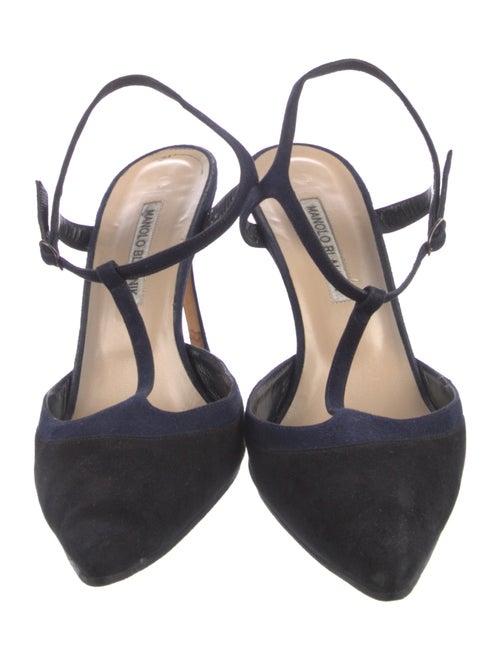 Manolo Blahnik Suede T-Strap Pumps
