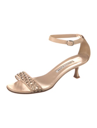 Manolo Blahnik Leather Animal Print Sandals