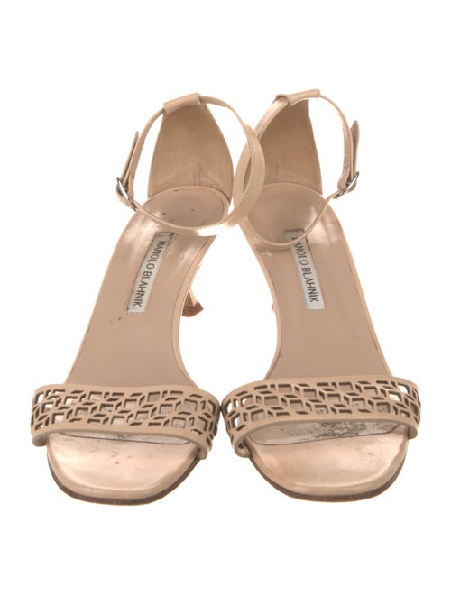 Manolo Blahnik Leather Animal Print Sandals