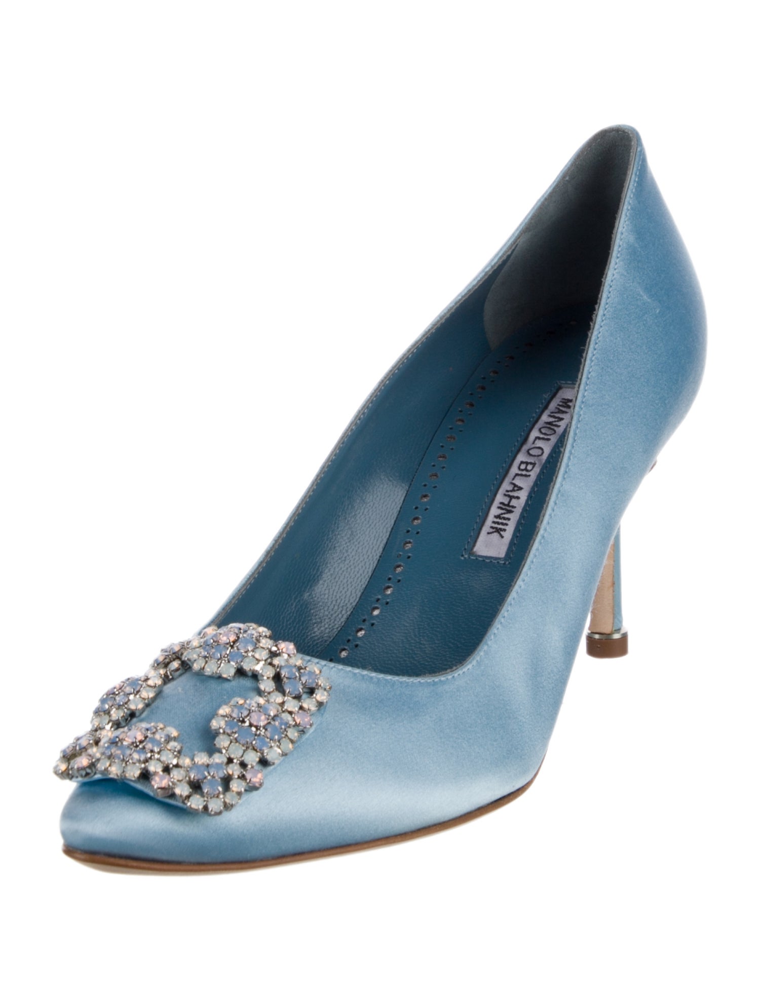 Manolo Blahnik Satin Crystal Embellishments Pumps w/ Tags