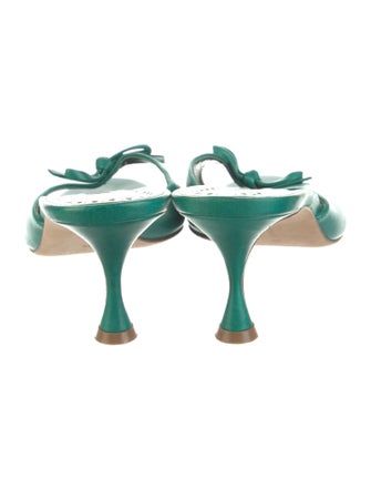 Manolo Blahnik Leather Bow Accents Slides