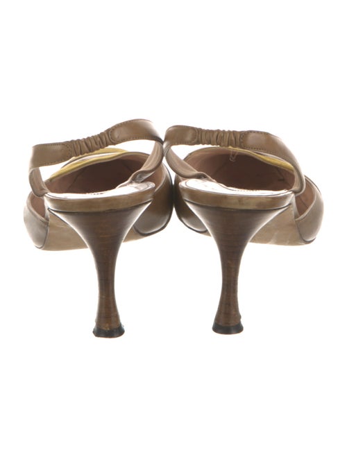 Manolo Blahnik Leather Colorblock Pattern Slingback Flats