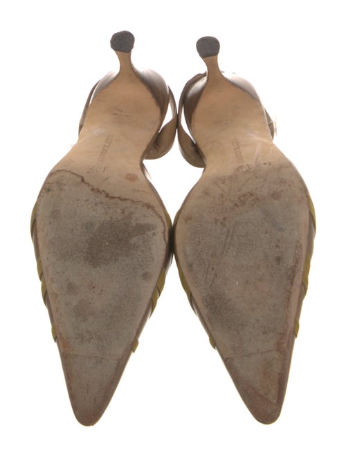 Manolo Blahnik Leather Colorblock Pattern Slingback Flats