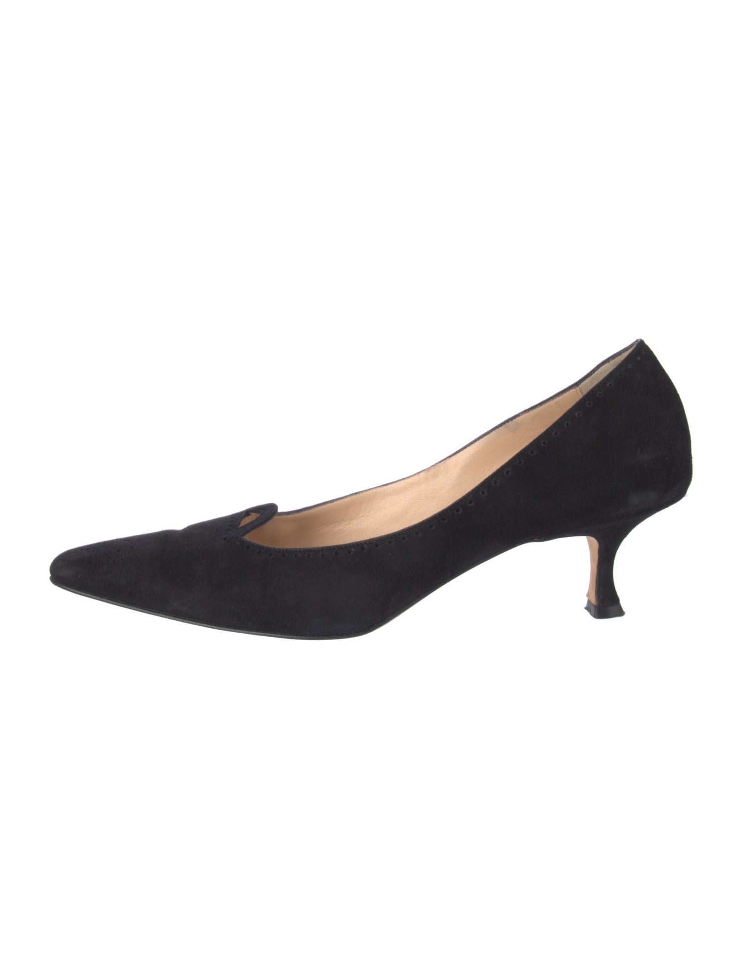 Manolo Blahnik Suede Cutout Accent Pumps