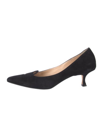 Manolo Blahnik Suede Cutout Accent Pumps