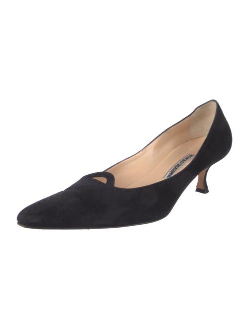 Manolo Blahnik Suede Cutout Accent Pumps