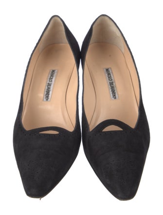 Manolo Blahnik Suede Cutout Accent Pumps