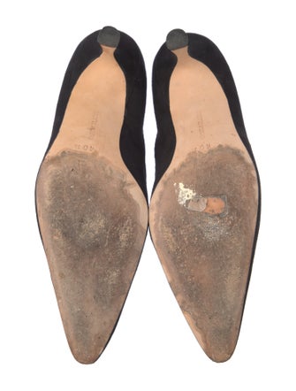 Manolo Blahnik Suede Cutout Accent Pumps