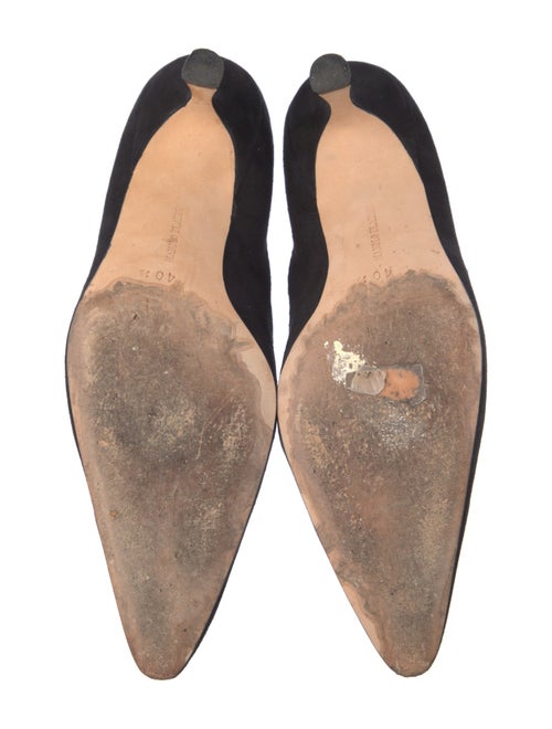 Manolo Blahnik Suede Cutout Accent Pumps