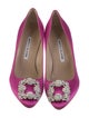 Manolo Blahnik Satin Crystal Embellishments Pumps