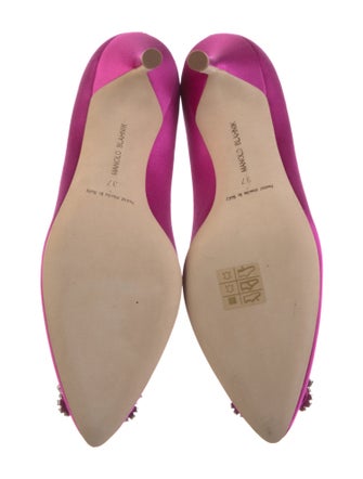 Manolo Blahnik Satin Crystal Embellishments Pumps