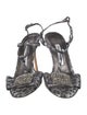 Manolo Blahnik Animal Print Crystal Embellishments T-Strap Sandals