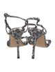 Manolo Blahnik Animal Print Crystal Embellishments T-Strap Sandals