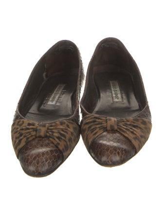 Manolo Blahnik Leather Animal Print Flats