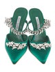 Manolo Blahnik Satin Crystal Embellishments Mules
