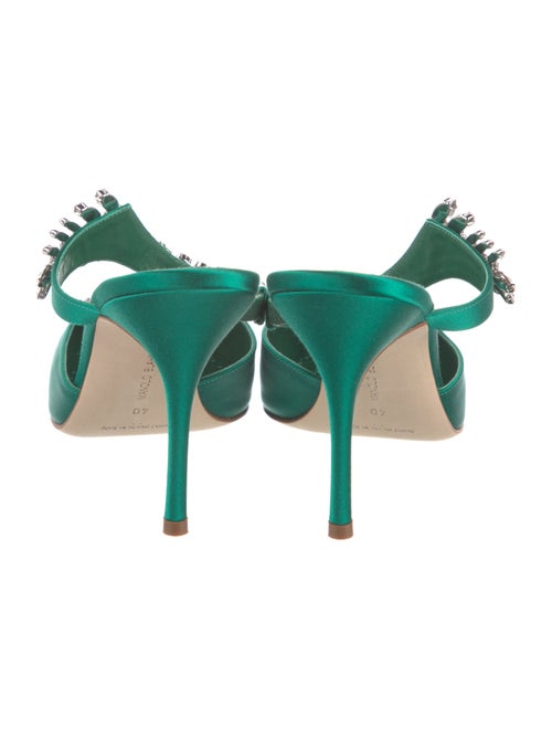 Manolo Blahnik Satin Crystal Embellishments Mules
