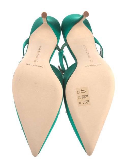 Manolo Blahnik Satin Crystal Embellishments Mules