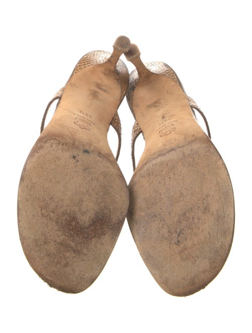 Manolo Blahnik Snakeskin Animal Print T-Strap Sandals