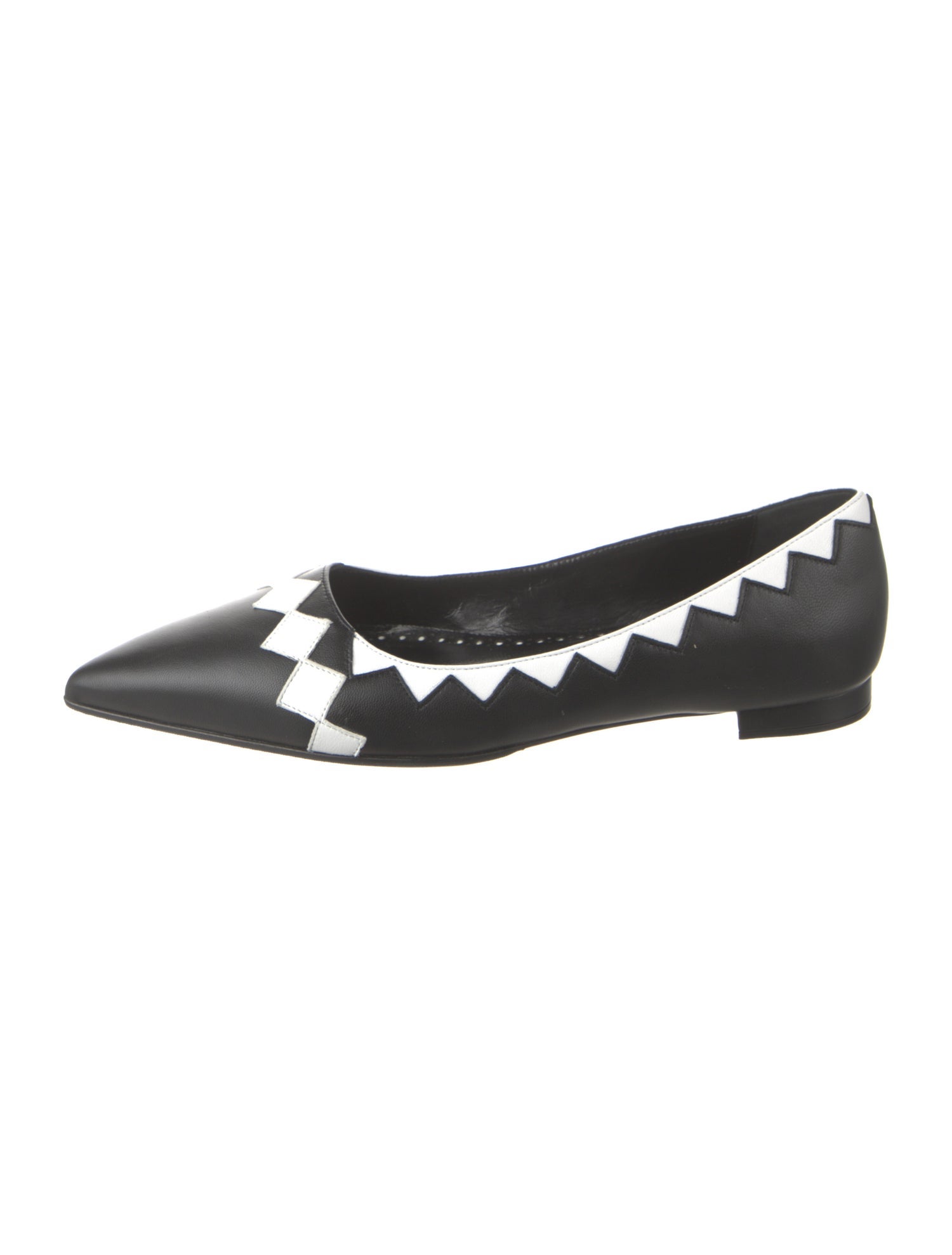 Manolo Blahnik Leather Colorblock Pattern Ballet Flats