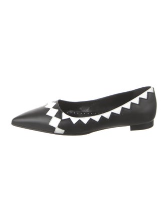 Manolo Blahnik Leather Colorblock Pattern Ballet Flats