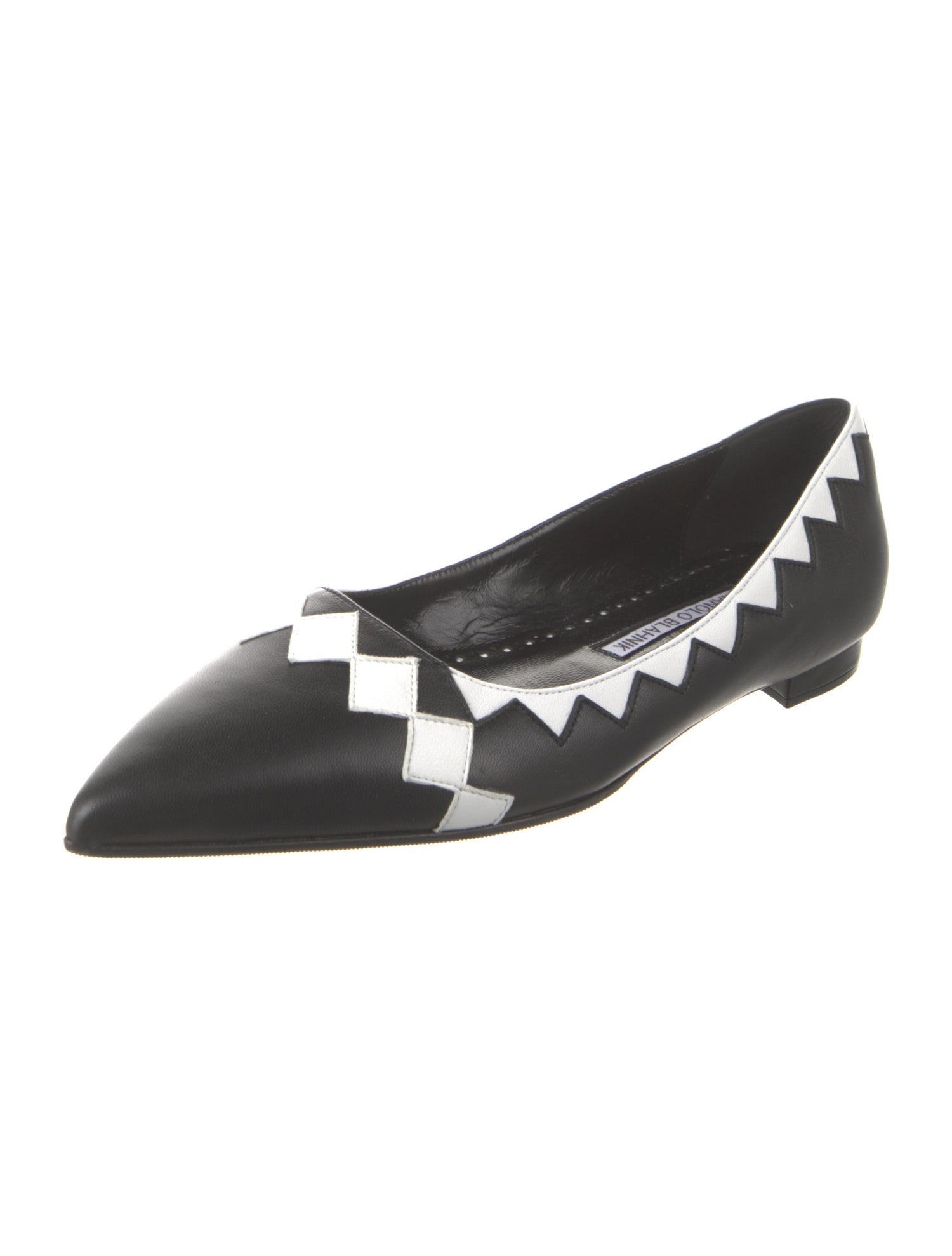Manolo Blahnik Leather Colorblock Pattern Ballet Flats