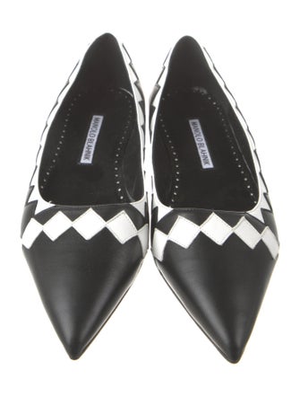 Manolo Blahnik Leather Colorblock Pattern Ballet Flats
