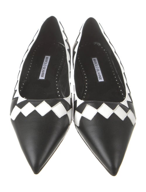 Manolo Blahnik Leather Colorblock Pattern Ballet Flats