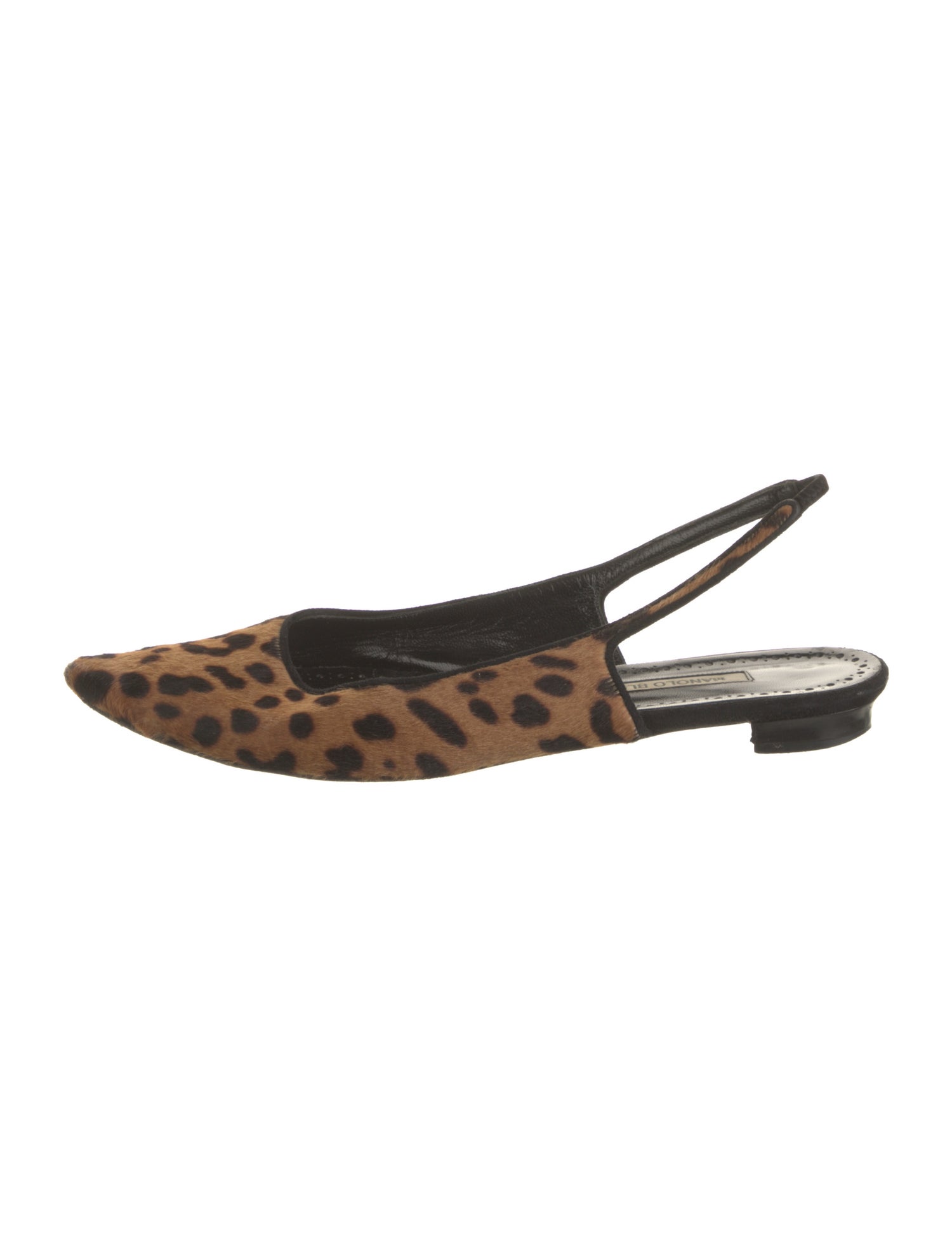 Manolo Blahnik Ponyhair Animal Print Slingback Flats