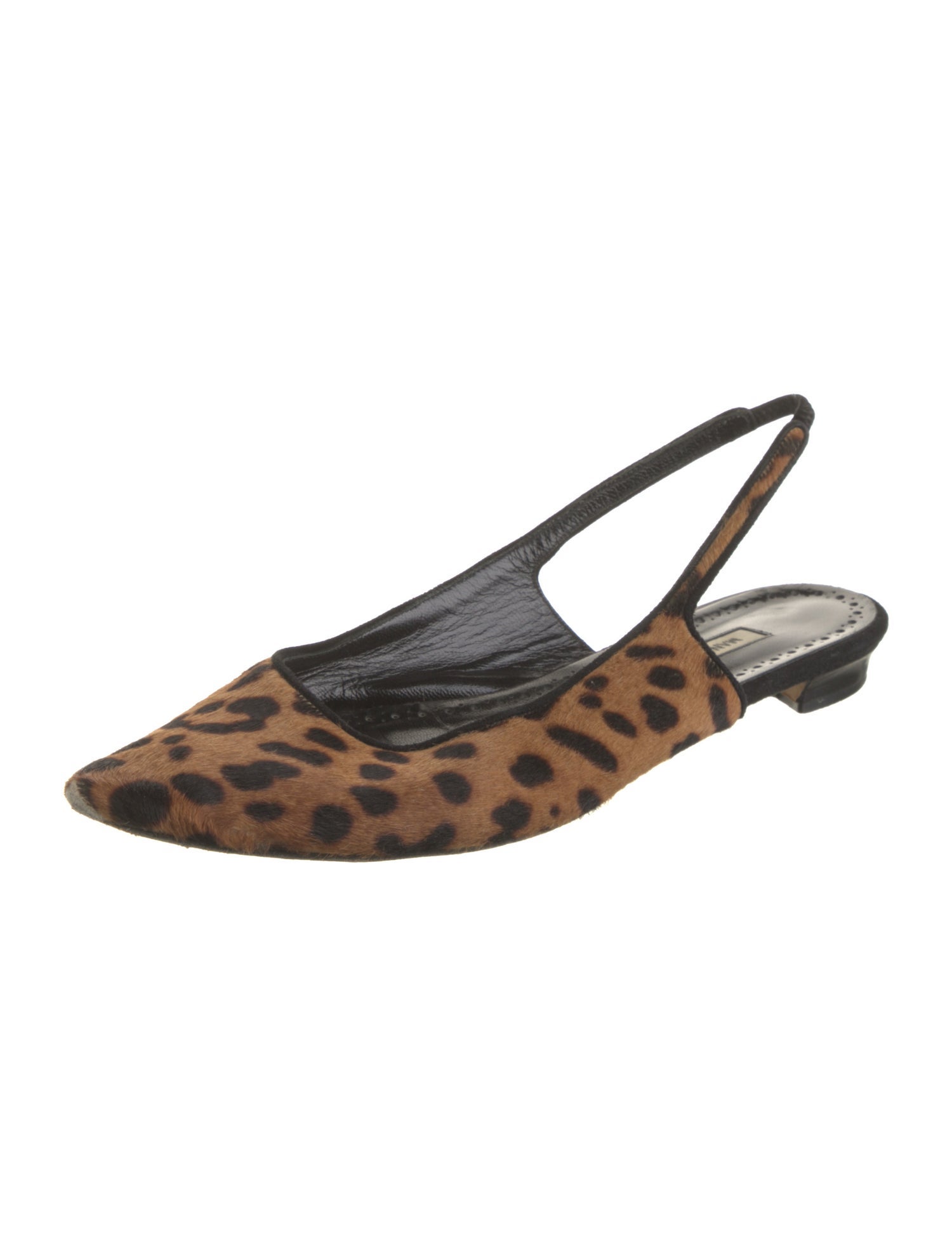 Manolo Blahnik Ponyhair Animal Print Slingback Flats