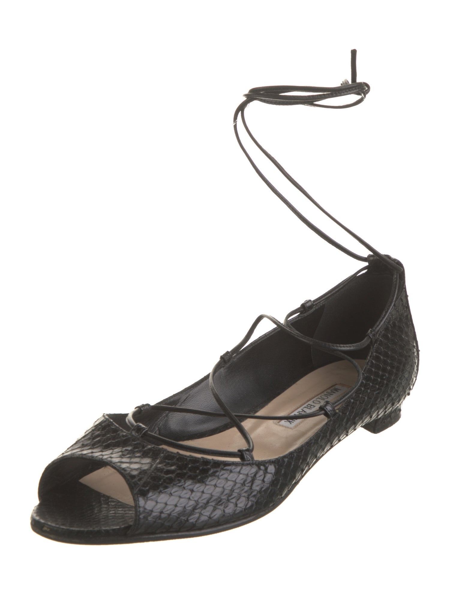 Manolo Blahnik Snakeskin Animal Print Ballet Flats