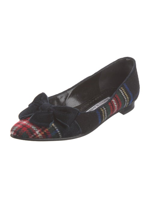 Manolo Blahnik Plaid Print Flats