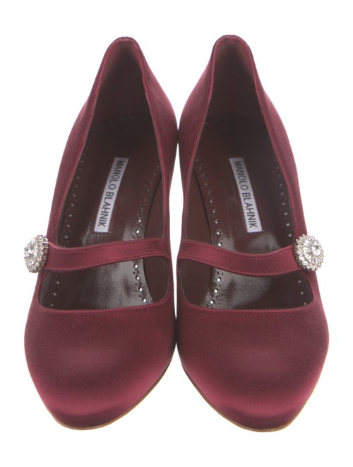 Manolo Blahnik Satin Crystal Embellishments Pumps