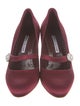 Manolo Blahnik Satin Crystal Embellishments Pumps