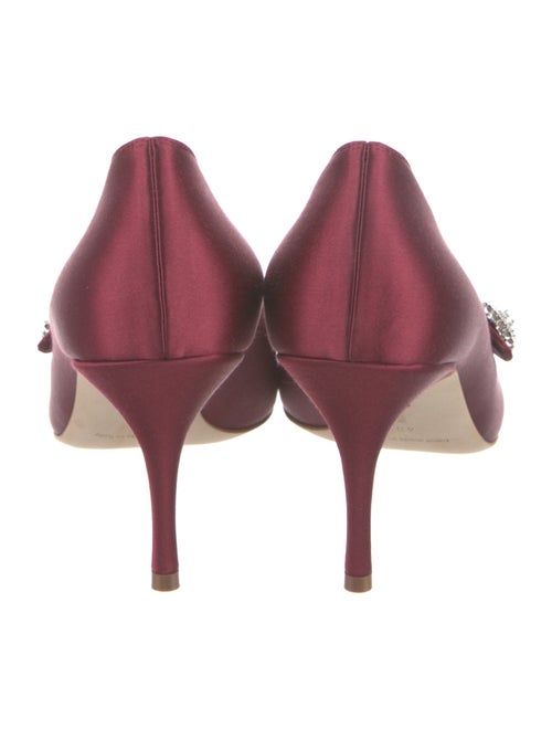 Manolo Blahnik Satin Crystal Embellishments Pumps