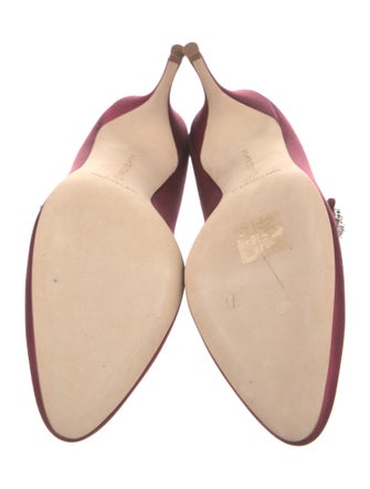 Manolo Blahnik Satin Crystal Embellishments Pumps