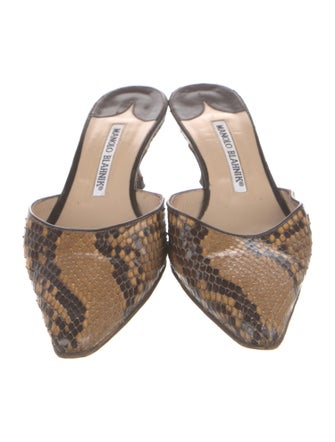 Manolo Blahnik Suede Animal Print Mules