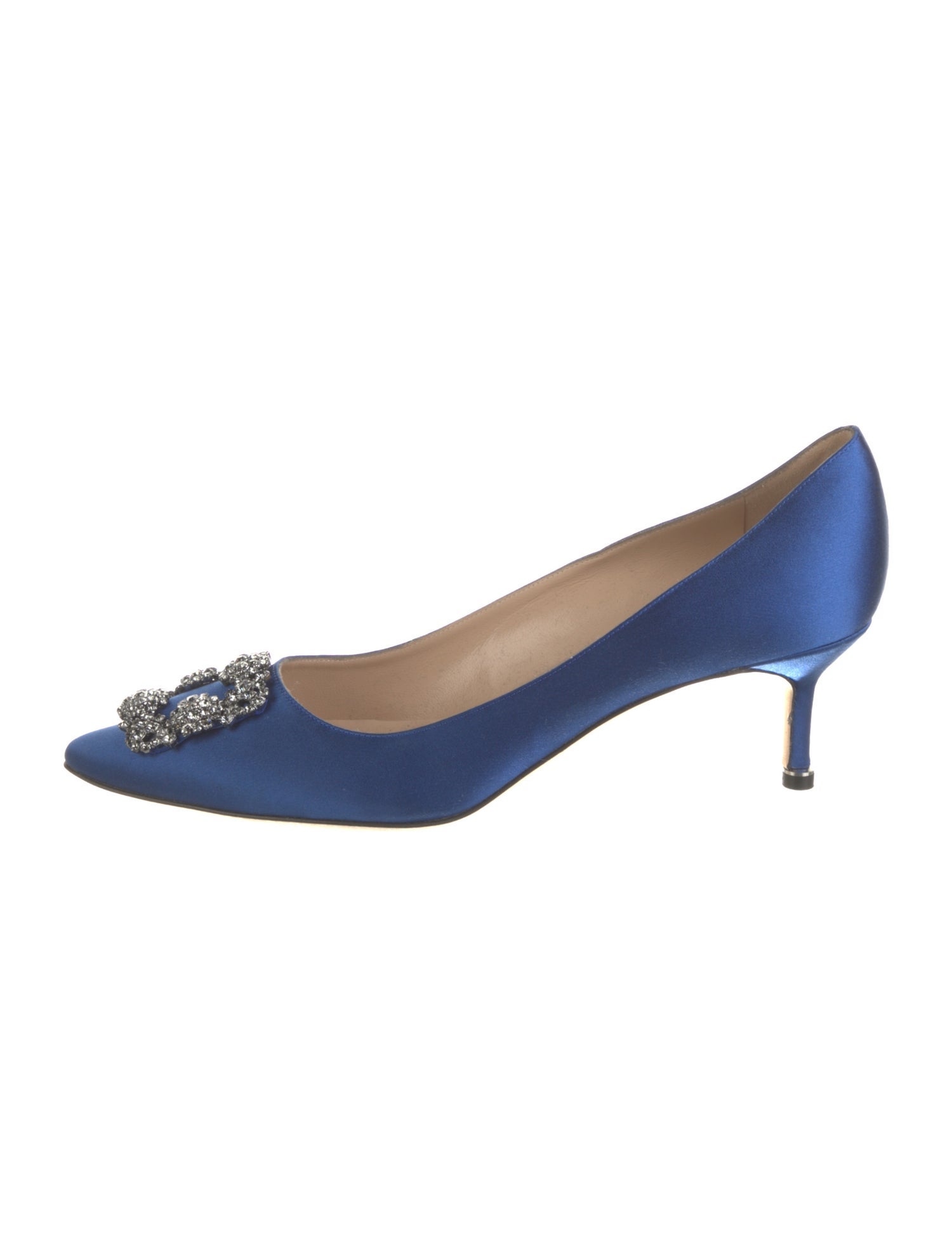 Manolo Blahnik Satin Crystal Embellishments Pumps