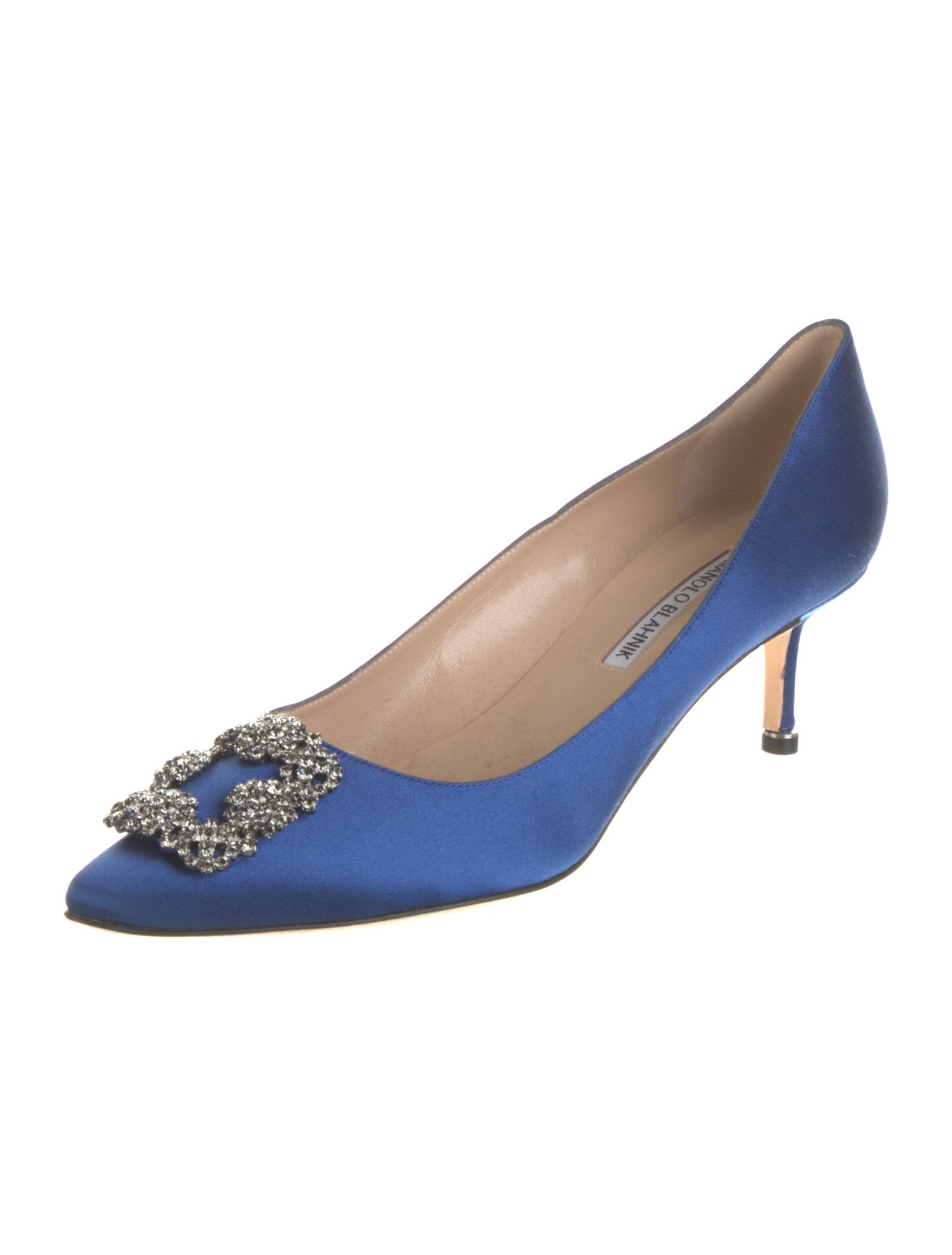 Manolo Blahnik Satin Crystal Embellishments Pumps