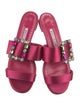 Manolo Blahnik Satin Crystal Embellishments Slides