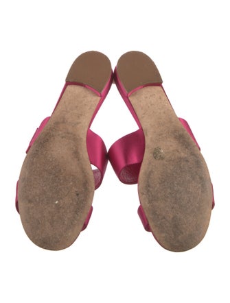 Manolo Blahnik Satin Crystal Embellishments Slides