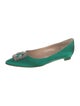 Manolo Blahnik Satin Crystal Embellishments Flats